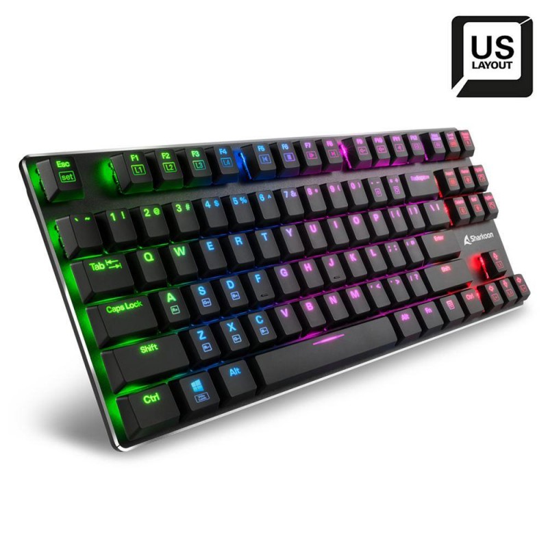 Sharkoon PureWriter TKL RGB Gaming Μηχανικό Πληκτρολόγιο Tenkeyless με Kailh Blue διακόπτες και RGB φωτισμό Αγγλικό US
